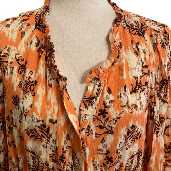 FRYE Cadmium Orange Combo Ruffle Dress - Picture 2 of 13